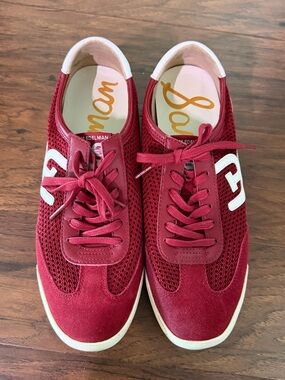 Sam Edelman Langley Retro Sneakers Sport Red White